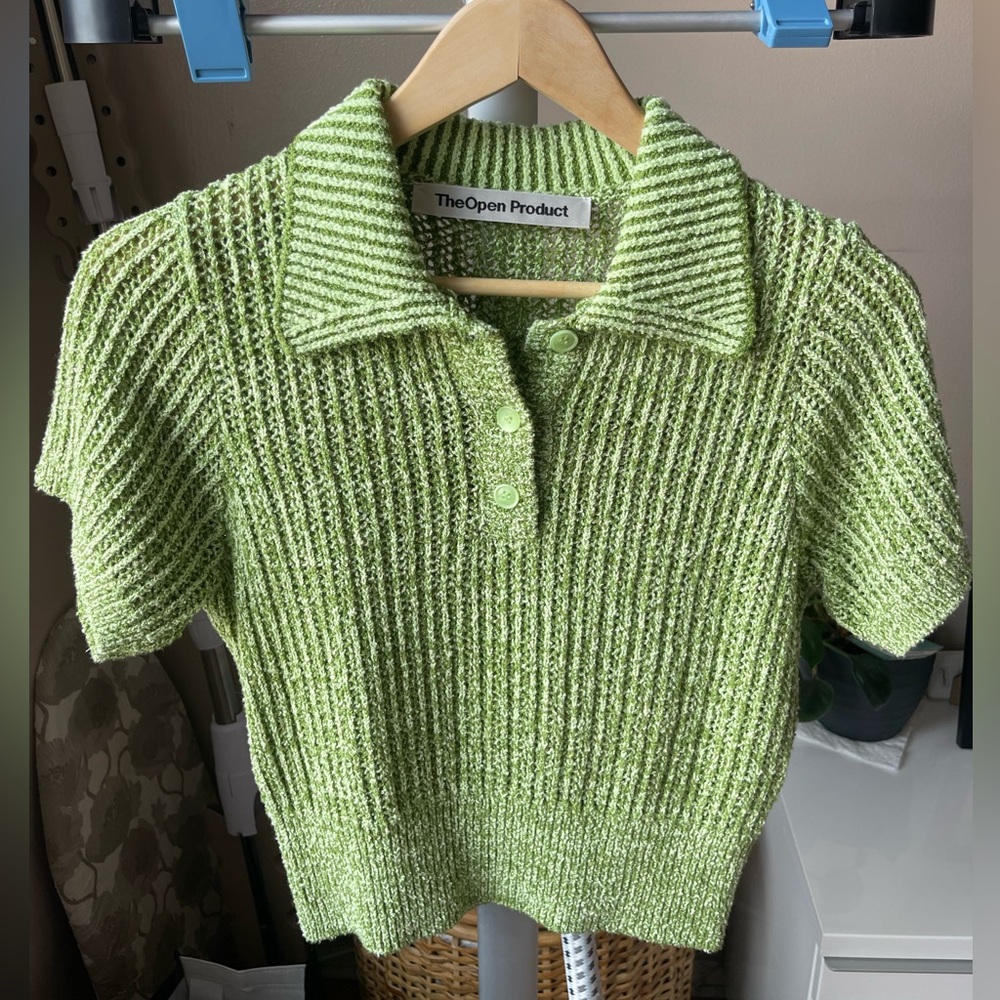 TheOpen Product Green metallic Thread polo!